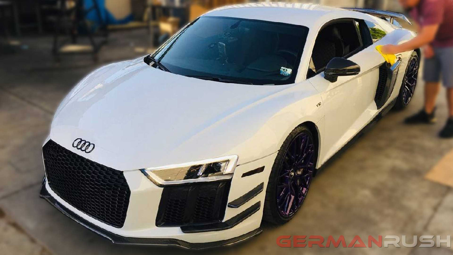 GR front splitter in Carbon Fiber for the Audi R8 4S GR8CFGRFS17 Gen 2, 2nd Gen, aggressive look, aerodynamic, improve stability, down force