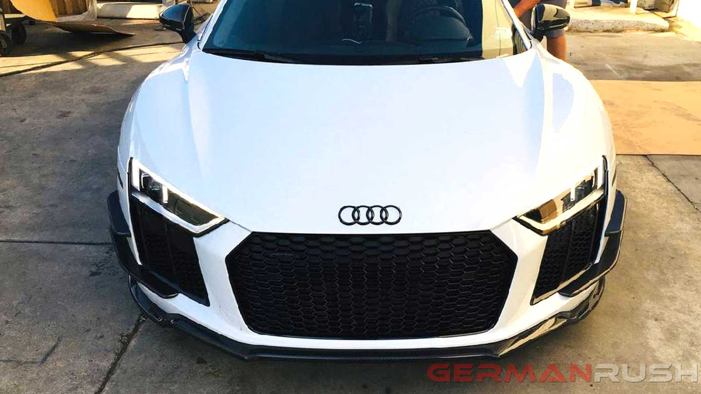 GR front splitter in Carbon Fiber for the Audi R8 4S GR8CFGRFS17 Gen 2, 2nd Gen, aggressive look, aerodynamic, improve stability, down force
