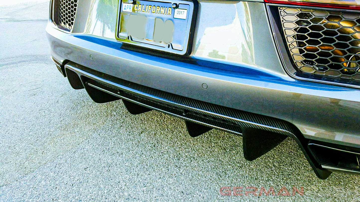 Rear Diffuser in Carbon Fiber for the Audi R8 4S GR8CFRD16, German Rush, made in the usa, vacuum formed