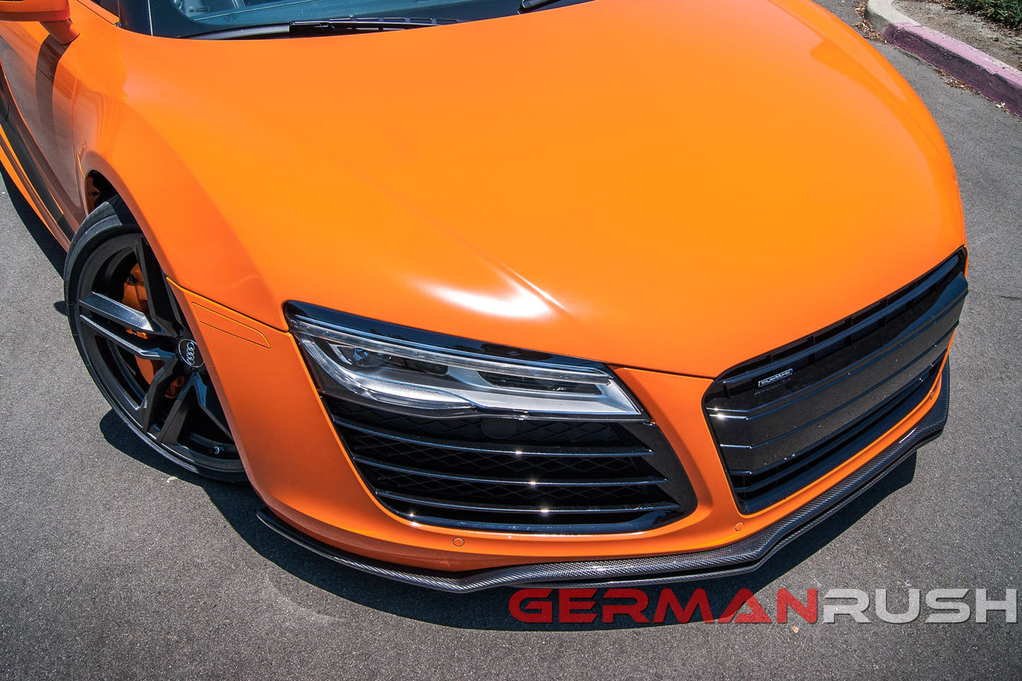 Front Splitter German Rush Dual for Audi R8 2007-2015 in Carbon Fiber or Fiberglass