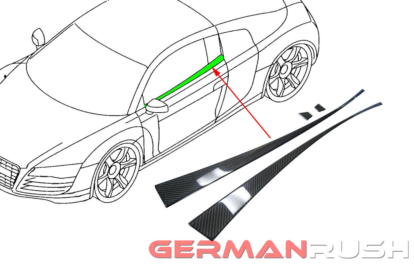 Door Trim in Carbon Fiber for the Audi R8 Coupe