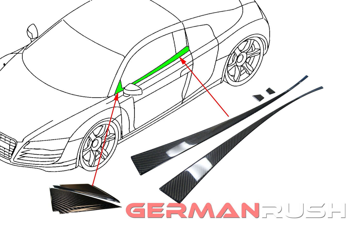 Door Trim in Carbon Fiber for the Audi R8 Coupe