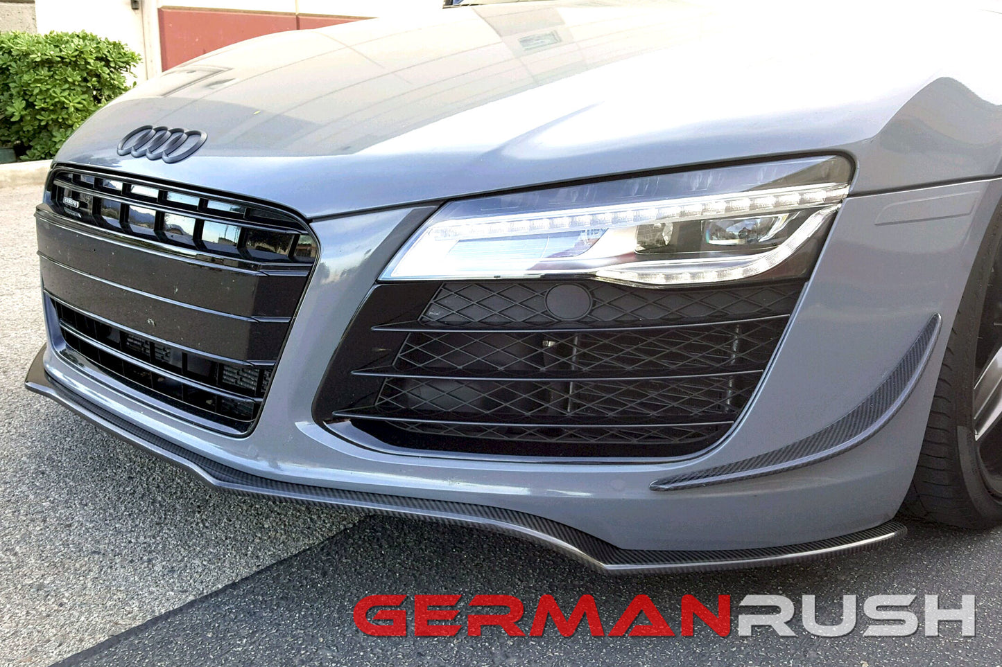 Front Splitter German Rush for the Audi R8 2007-2015 in Carbon Fiber or Fiberglass