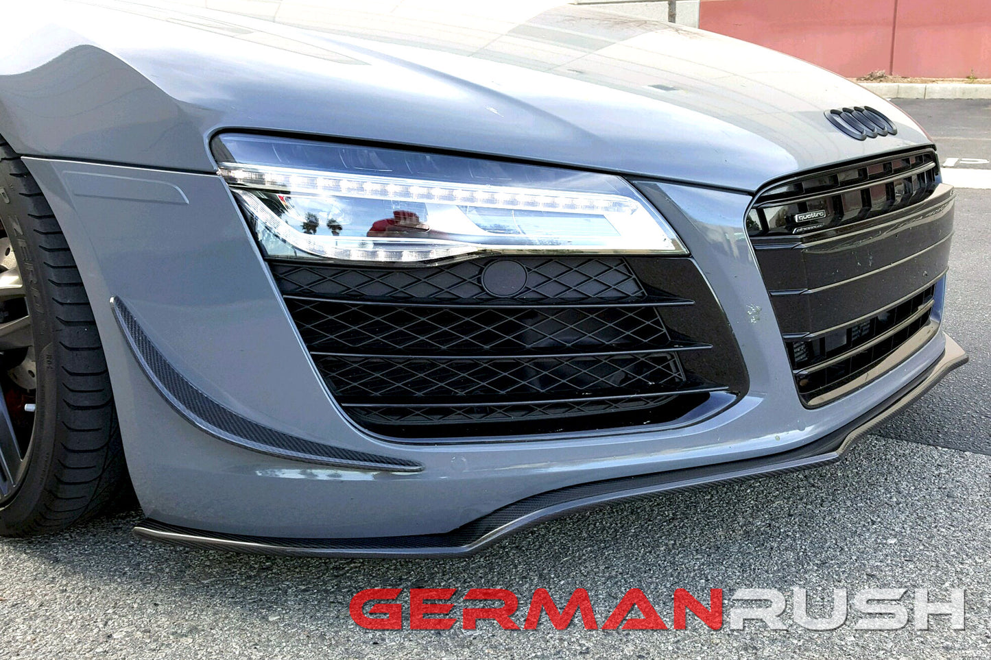 Front Splitter German Rush for the Audi R8 2007-2015 in Carbon Fiber or Fiberglass