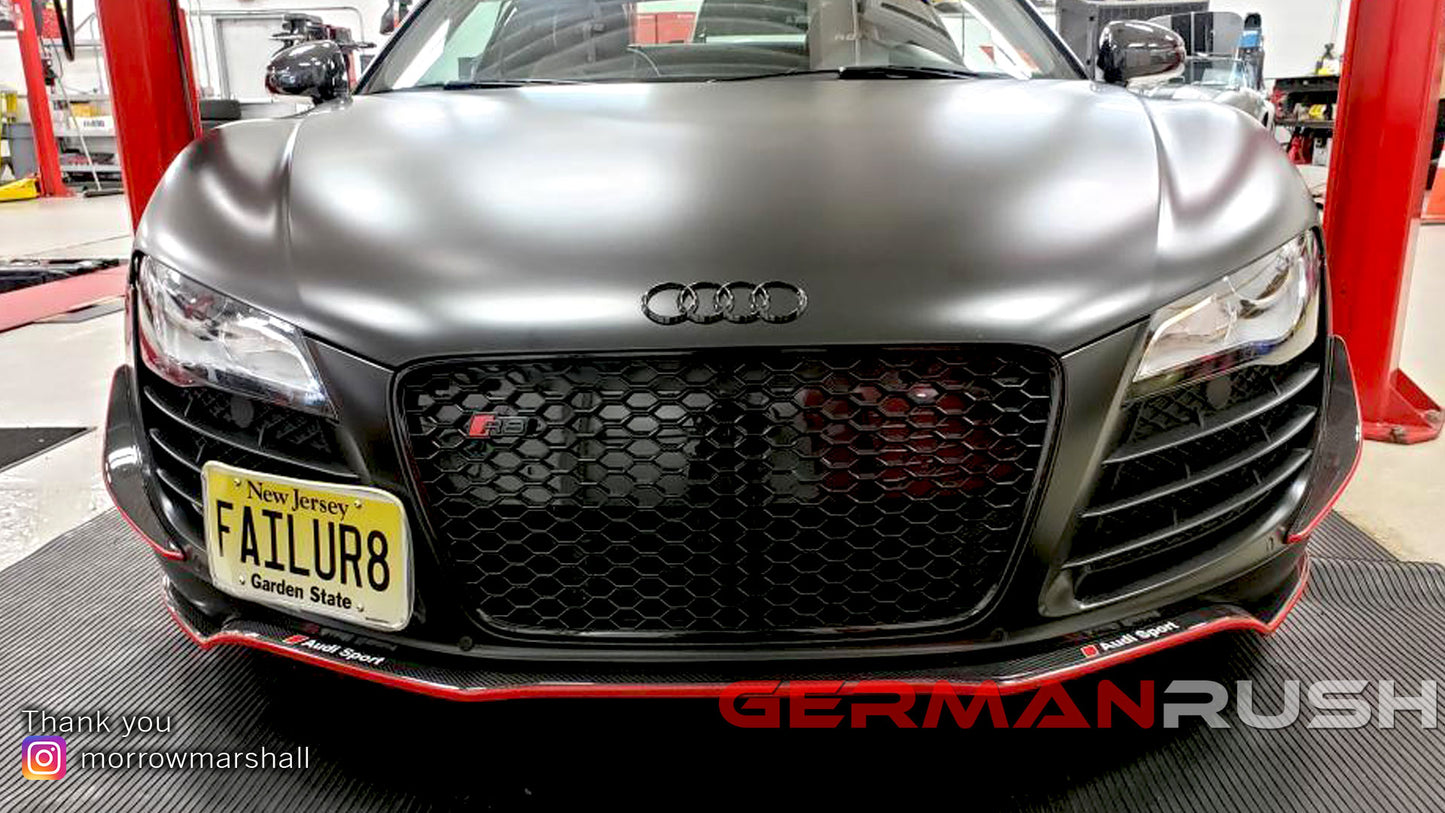 Front Splitter German Rush for the Audi R8 2007-2015 in Carbon Fiber or Fiberglass