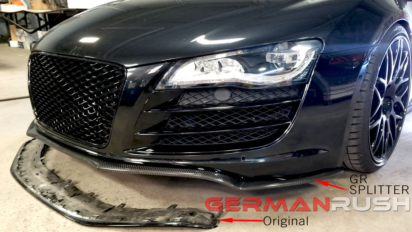 Front Splitter German Rush for the Audi R8 2007-2015 in Carbon Fiber or Fiberglass