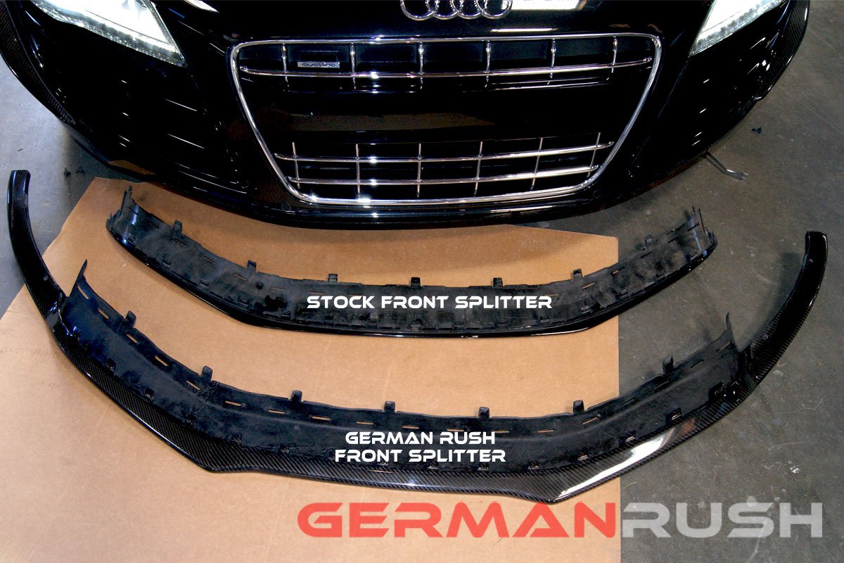 Front Splitter German Rush for the Audi R8 2007-2015 in Carbon Fiber or Fiberglass