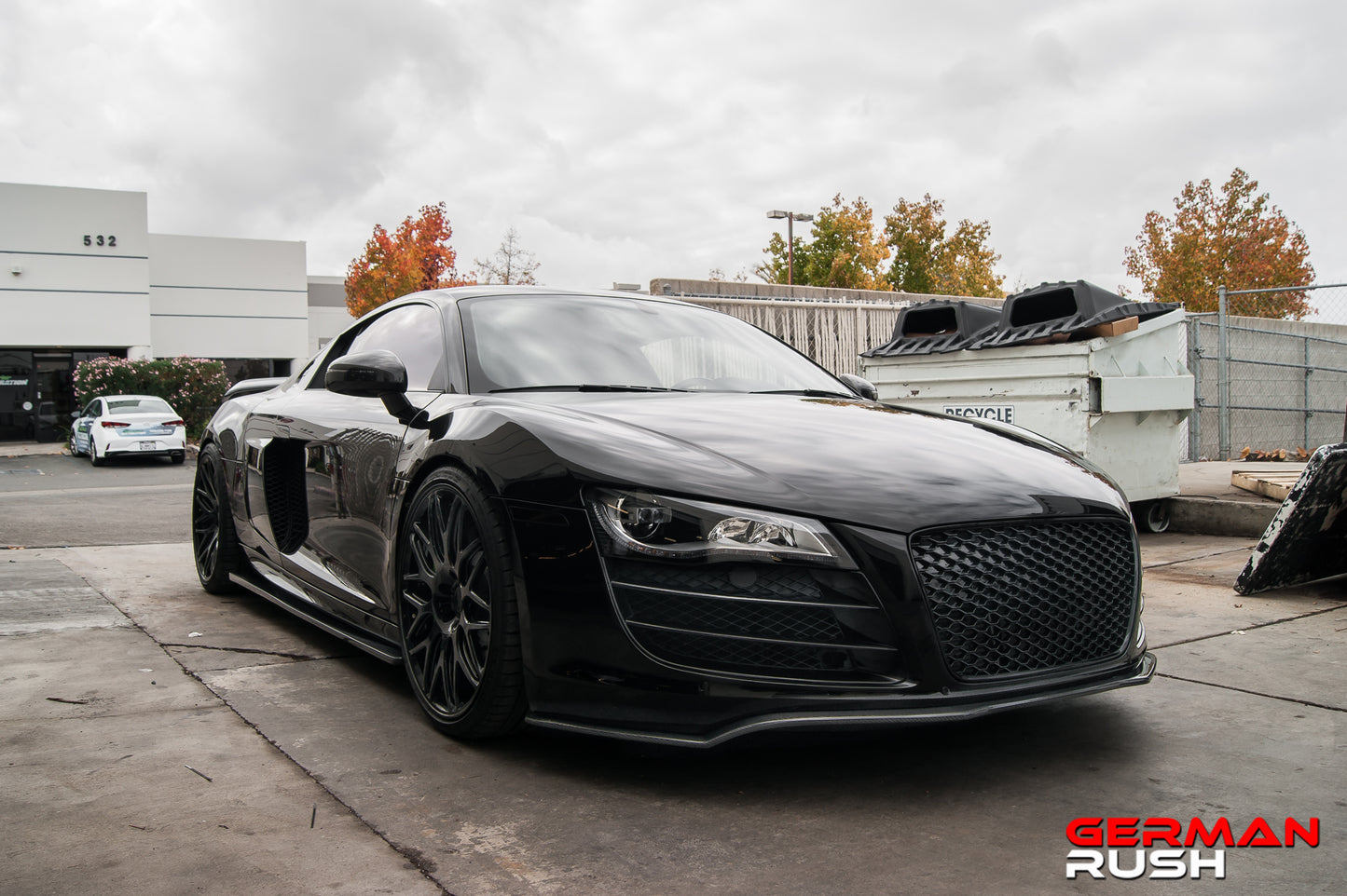 Front Splitter German Rush for the Audi R8 2007-2015 in Carbon Fiber or Fiberglass