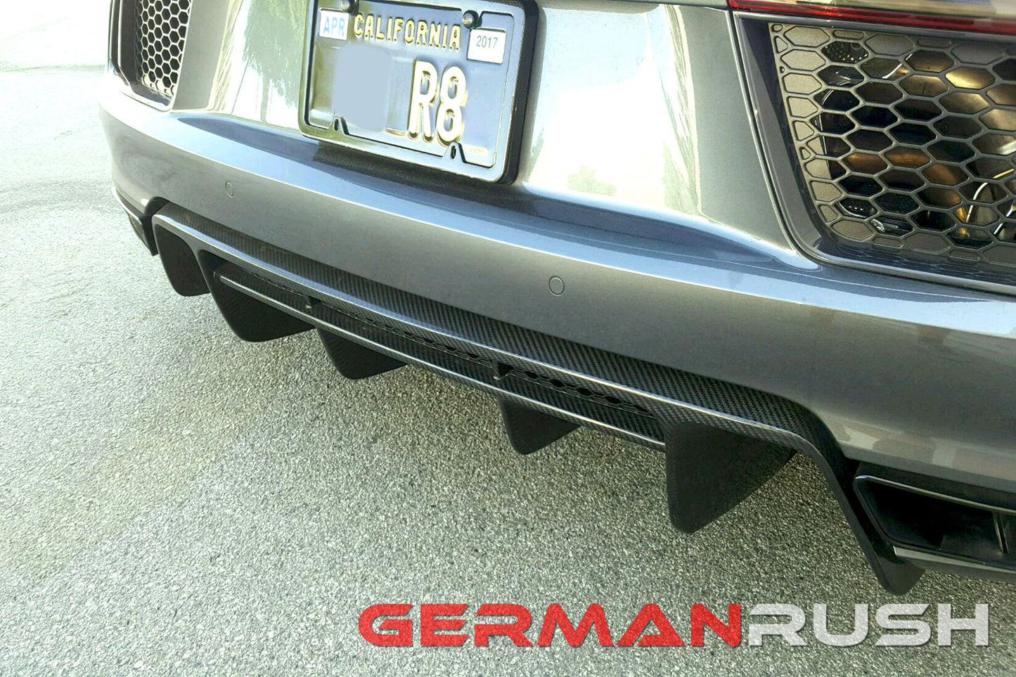 Rear Diffuser in Carbon Fiber for the Audi R8 4S GR8CFRD16, German Rush, made in the usa, vacuum formed