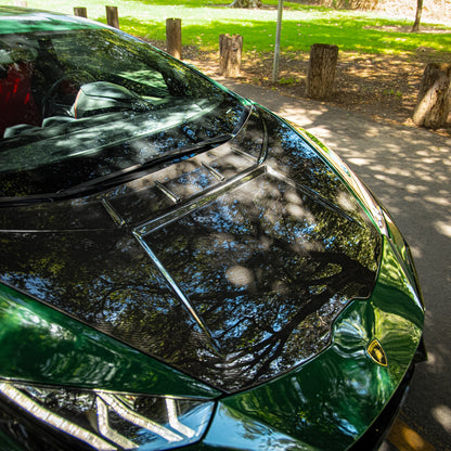 2014–2024 Lamborghini Huracán Type-Tecnica V-Shaped Dry Double-Sided Carbon Fiber Hood