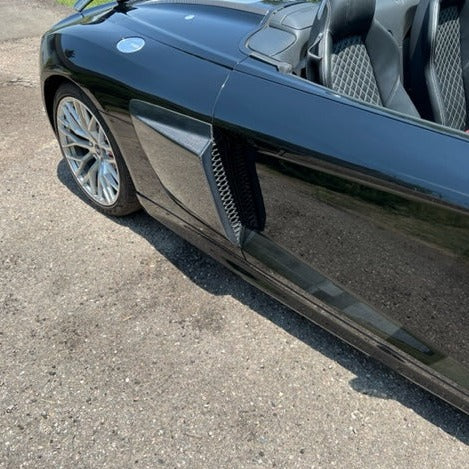 Audi R8 4S LMS Style Side Wide Vented Blades in Carbon Fiber GR8CFLMSSB, German Rush, made in the usa, vacuum formed