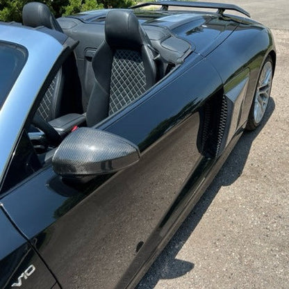 Audi R8 4S LMS Style Side Wide Vented Blades in Carbon Fiber GR8CFLMSSB, German Rush, made in the usa, vacuum formed