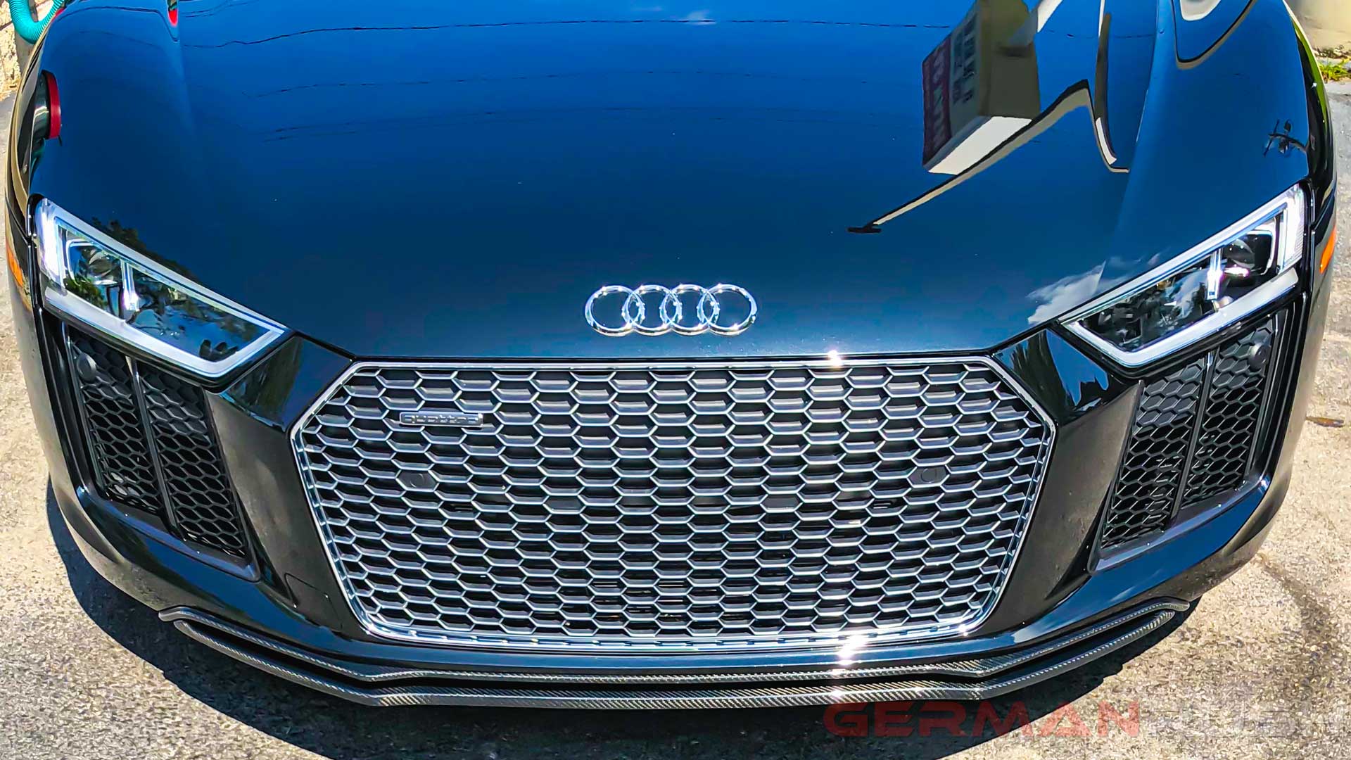 Dual Front Splitter in Carbon Fiber for the Audi R8 4S GR8CFGRDFS16, German Rush, made in the usa, vacuum formed