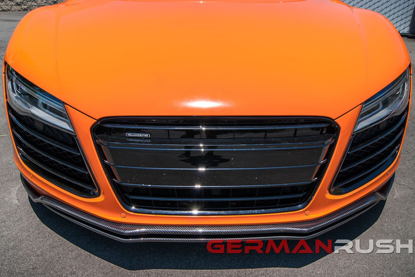 Front Splitter German Rush Dual for Audi R8 2007-2015 in Carbon Fiber or Fiberglass